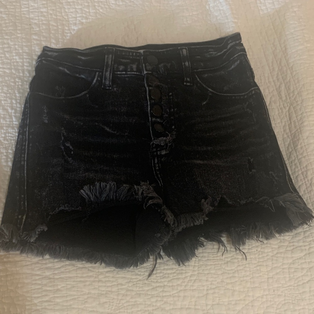 KanCan Black Frayed Jean Shorts